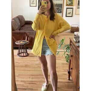 Vintage Yellow Silk Button Front Blouse